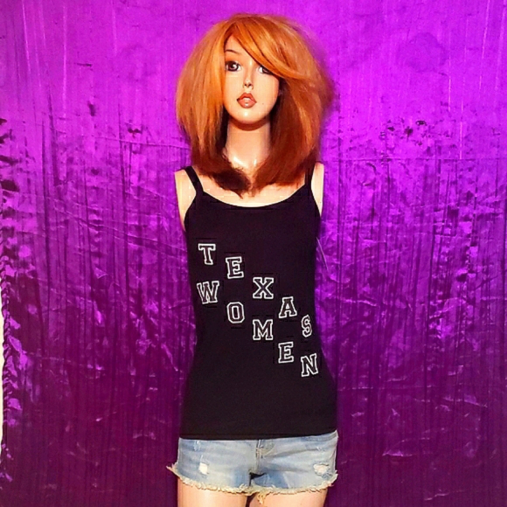 NWT Custom Women's TEXAS WOMEN🇨🇱 "Sue Ellen" Ribbed Cami Black Tank